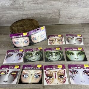 Halloween Face Jewels Sticker Temporary Tattoo Body Art Rhinestone LOT of 12